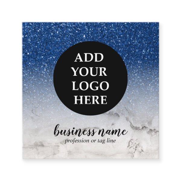 Blue Glitter Ombre Cursive Your Logo social icon Square