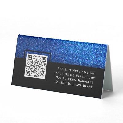 Blue Glitter Professional Photo Logo QR code  Table Tent Sign