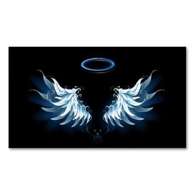 Blue Glowing Angel Wings on black background  Magnet
