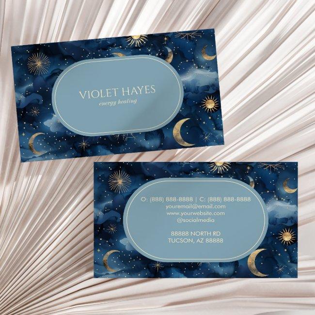 Blue Gold Celestial Moon Sun Stars Custom