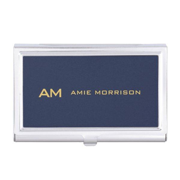 Blue Gold Colors Monogram Initial Letters Name  Case