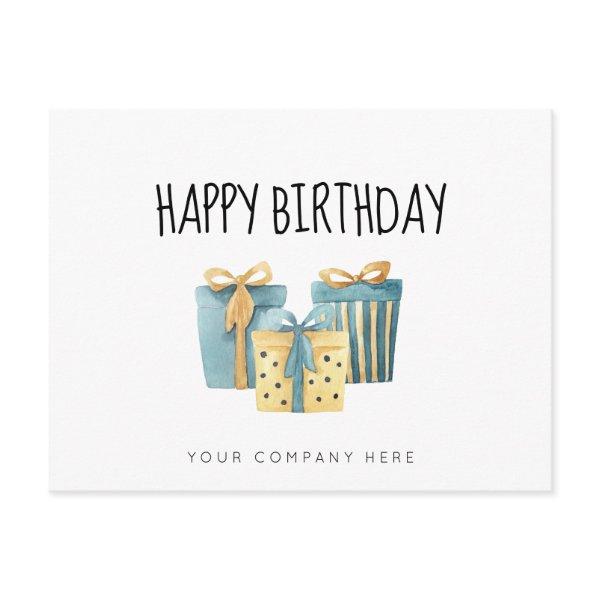 Blue Gold Employee Business Birthday Postcard