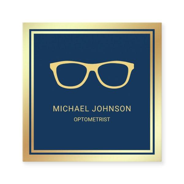 Blue Gold Foil Eyeglasses Eye Doctor Optometrist Square