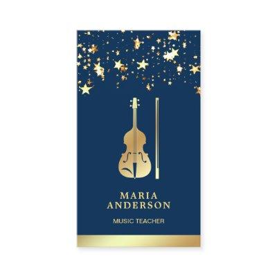 Blue Gold Foil Violin Music Teacher Violinist
