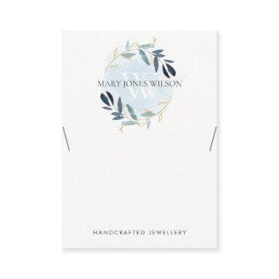 BLUE GOLD FOLIAGE MONOGRAM NECKLACE DISPLAY LOGO