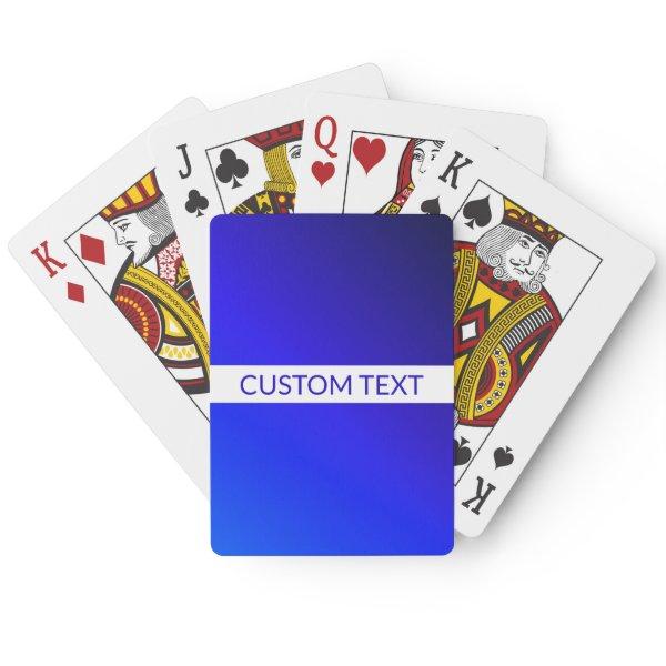 Blue Gradient & Editable Text on White Stripe Poker Cards