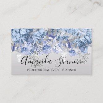 Blue Gray Silver Roses Event Planner QR Code Logo