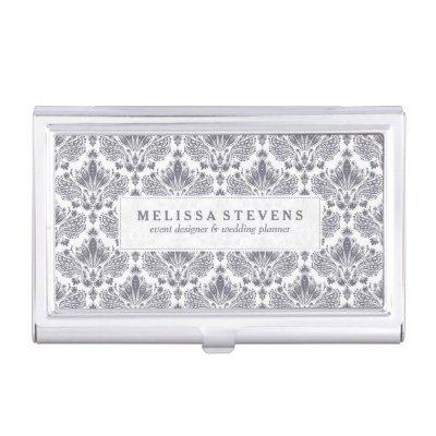 Blue-Gray & White Elegant Vintage Floral Damasks  Case