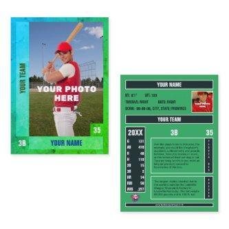 Blue/Green Baseball Trading Card - Custom Stats
