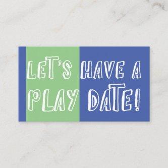 Blue Green Color Block Playful Play Date Calling Card
