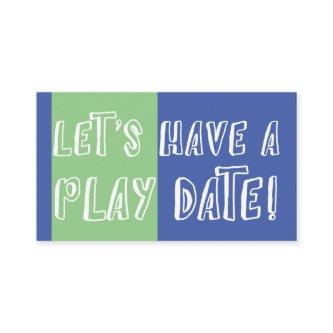 Blue Green Color Block Playful Play Date Calling Card