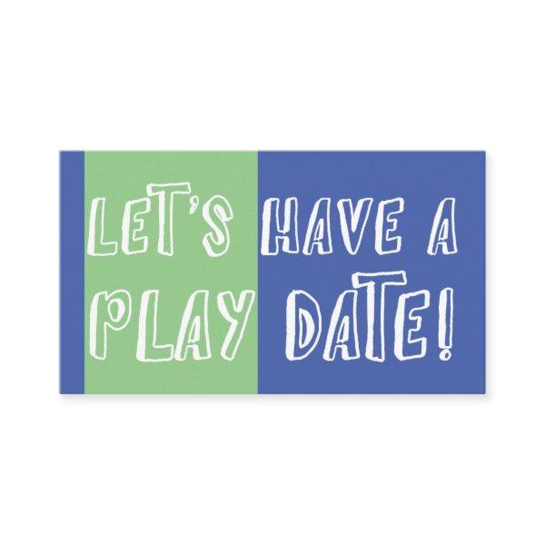 Blue Green Color Block Playful Play Date Calling Card