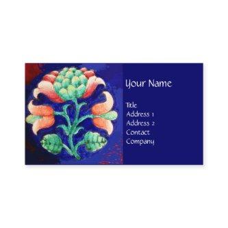 BLUE GREEN FLORAL /Stylized Pink Flower