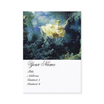 Blue Green Garden Yellow Rococo Lady on Swing