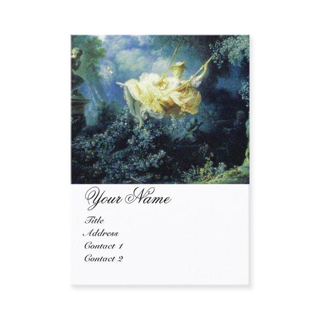 Blue Green Garden Yellow Rococo Lady on Swing
