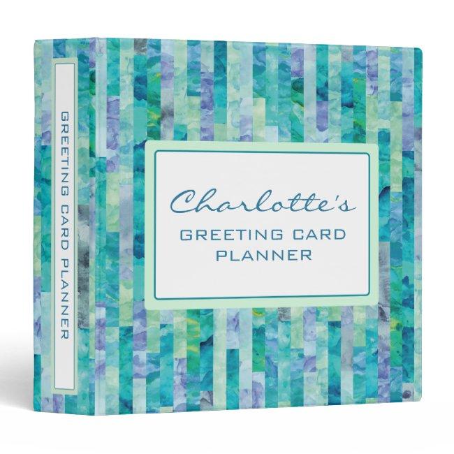 Blue Green Greeting Card Organizer or Any Use 3 Ring Binder