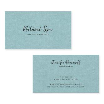 Blue-Green Linen Texture Print black Typography