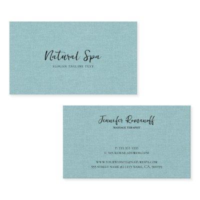 Blue-Green Linen Texture Print black Typography