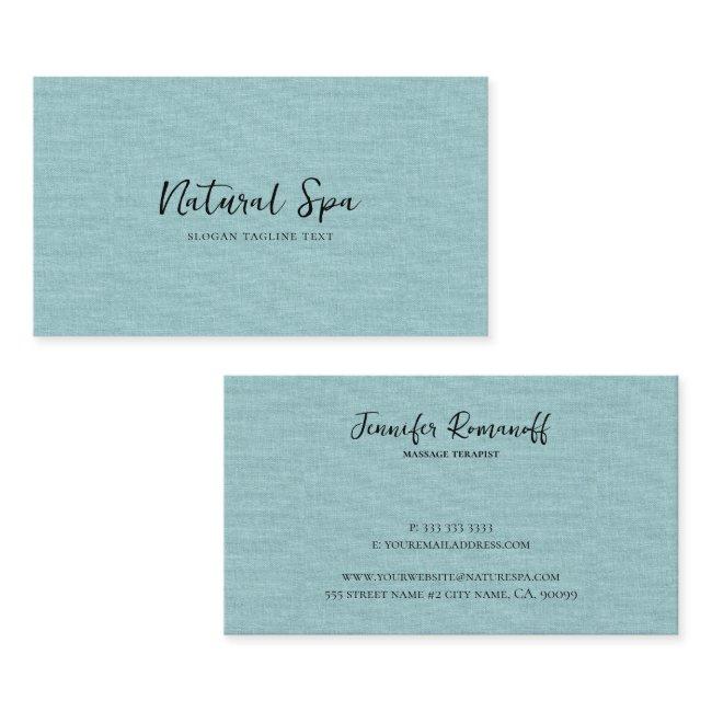 Blue-Green Linen Texture Print black Typography