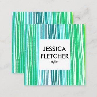 Blue Green Minimalist Stripes with Social Icons  Square