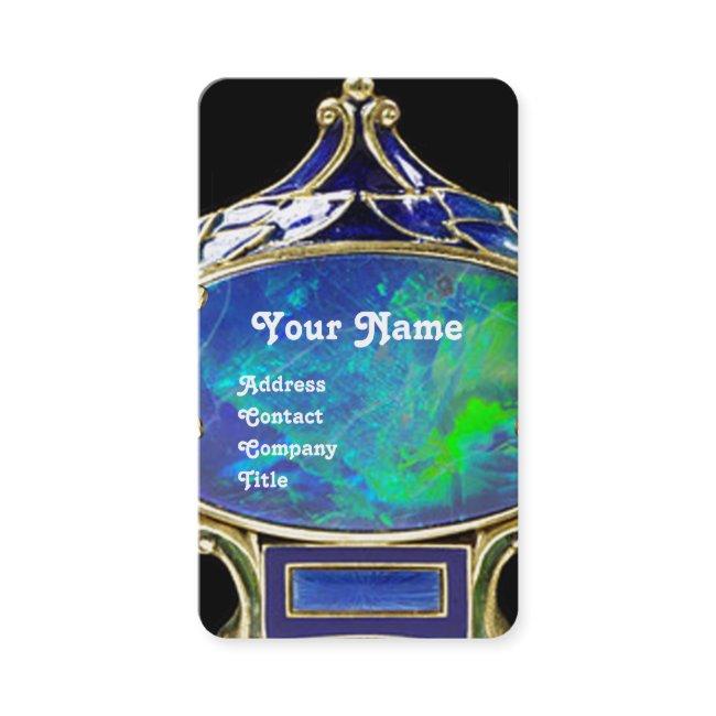 BLUE GREEN OPAL,ART NOUVEAU GOLD JEWEL MONOGRAM