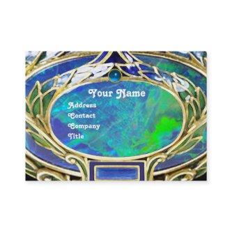 BLUE GREEN OPAL ,ART NOUVEAU GOLD JEWEL MONOGRAM