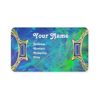 BLUE GREEN OPAL ,ART NOUVEAU GOLD JEWEL MONOGRAM
