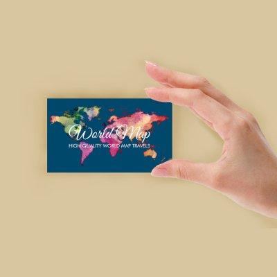 Blue Green Retro Colorful Watercolor World Map