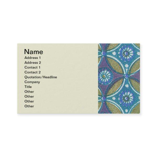 Blue Green Rustic Boho Geometric Circle Pattern