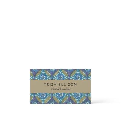 Blue Green Rustic Boho Geometric Circle Pattern