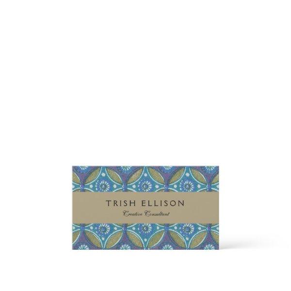Blue Green Rustic Boho Geometric Circle Pattern