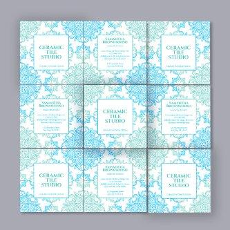 Blue Green Seamless Mosaic Stitch Pattern Square