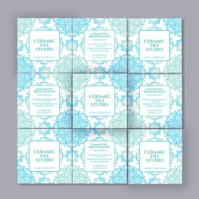 Blue Green Seamless Mosaic Stitch Pattern Square