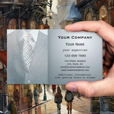 Blue Grey Gentleman Suit Watercolor
