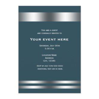 Blue Grey & Silver Elegant Dinner Party Event Invitation