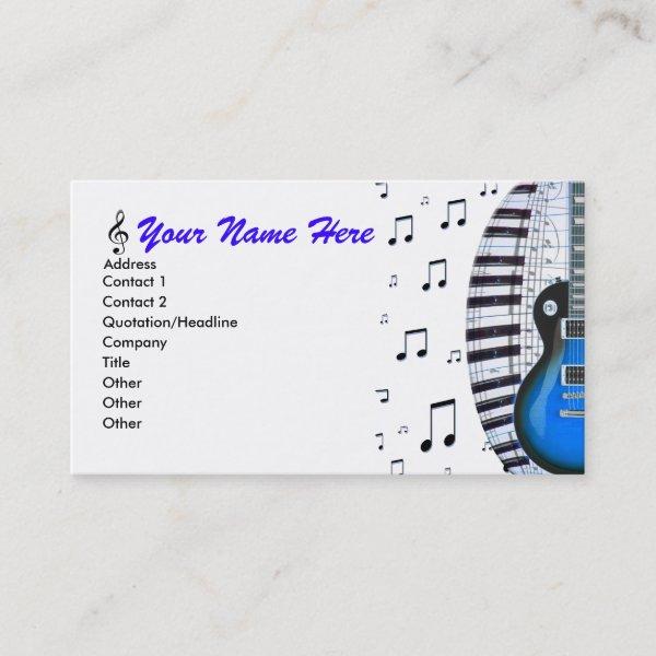 Blue Guitar Piano Keyboard & Notes