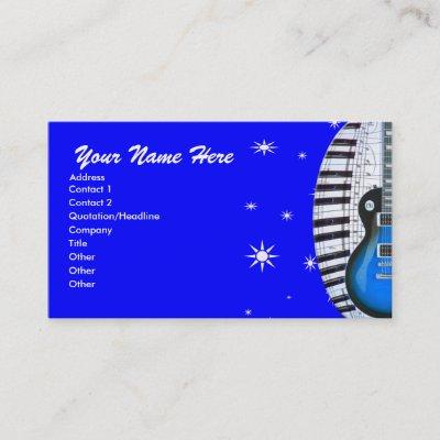 Blue Guitar Piano Keyboard & Stars
