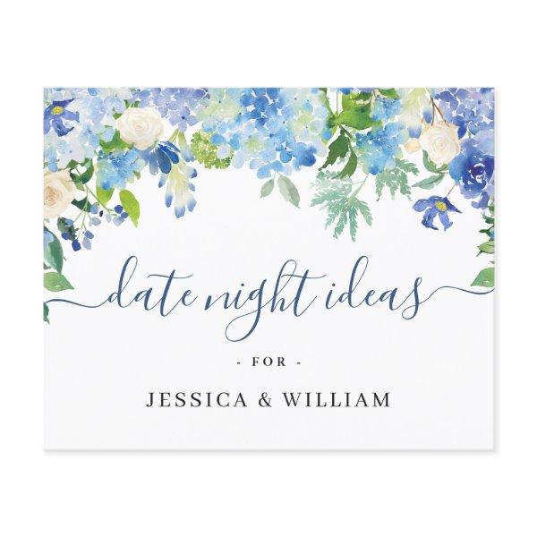 Blue Hydrangea Bridal Shower Date Night Idea Card Flyer