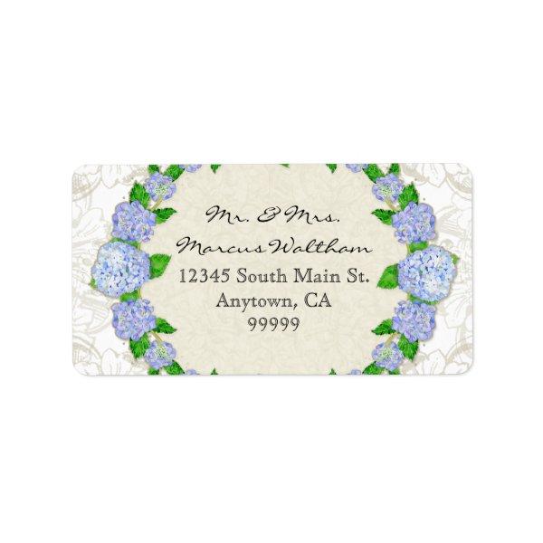 Blue Hydrangea Lace Floral Formal Elegant Business Label