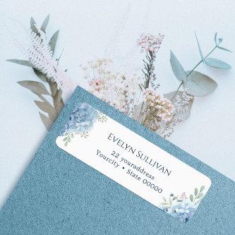 Blue hydrangea return address label