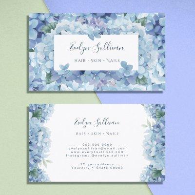 Blue hydrangea white label