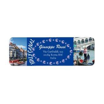 Blue Italy Canal Venice Rome Return Address Label