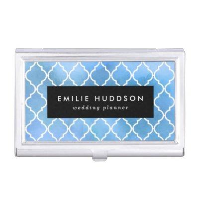 Blue Latticework, Quatrefoil, Trellis, Watercolors  Case
