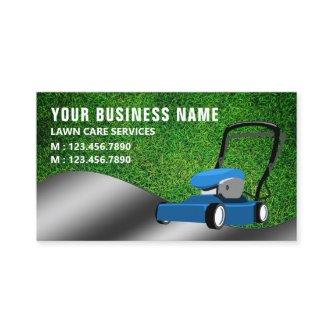 Blue Lawn Mower Gardening Service Grass Cutting