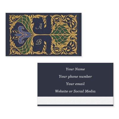 Blue Lily Art Nouveau Calling Card