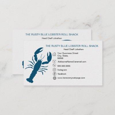Blue Lobster Seafood Black White Simple Nautical B