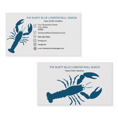 Blue Lobster Seafood Black White Simple Nautical B