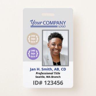 Blue Logo Photo ID Employee Entry Key Card Badge