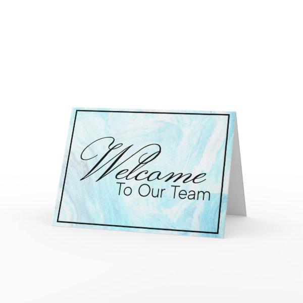 Blue Marbled Welcome to the Team New Employee Card