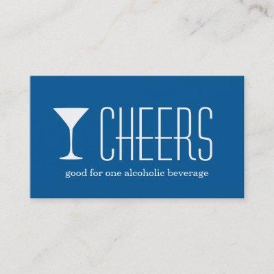 Blue martini corporate logo event drink ticket